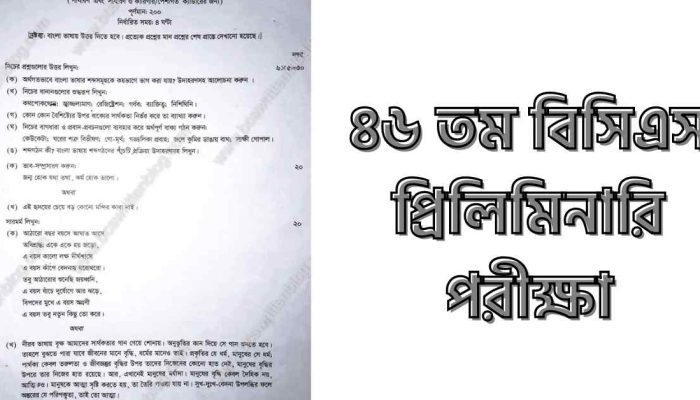 ৪৬ তম বিসিএস প্রিলিমিনারি পরীক্ষার প্রশ্নপত্র